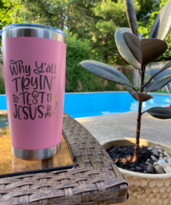 Custom laser-engraved stainless steel tumbler – personalized 20 oz travel mug