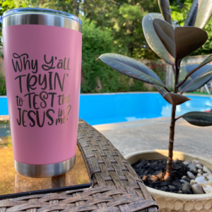 Custom laser-engraved stainless steel tumbler – personalized 20 oz travel mug