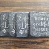 Custom laser-engraved slate coasters – personalized drink coaster set