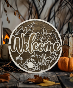 Handmade fall door hanger with cozy seasonal design, perfect for autumn home decor