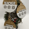 Personalized laser-cut ornament — hand painted and hand stained keepsake, custom engraved with names or dates.