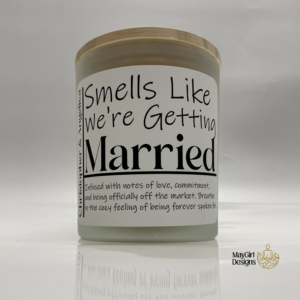 Custom soy candle in a 14oz frosted glass jar with a personalized label reading “Your Custom Design Here”