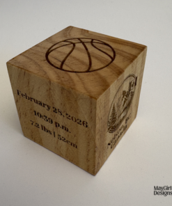 Custom engraved wooden baby blocks – personalized birth keepsake made in Canada