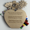 Laser cut wooden colouring kits that can be personalized with names and dates, including keepsake gifts and seasonal designs with non-toxic markers