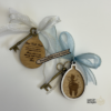 Handcrafted laser cut wooden magic keys with engraved tags, ribbons, and themed designs for Santa, Easter Bunny, and Tooth Fairy