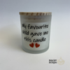 Cheeky handmade mom candles in frosted glass jars with funny Mother’s Day sayings and bamboo lids by MayGirl Designs.