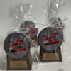 Personalized hockey puck or baseball keepsake with engraved wooden display stand and gift wrapping
